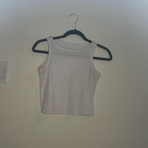 Cropped white workout tank